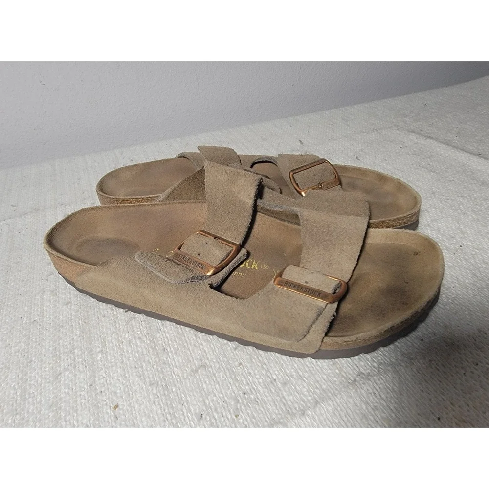 Birkenstock Arizona Suede Leather Sandals Taupe Brown EU 39 US L8 M6 Slide Shoes